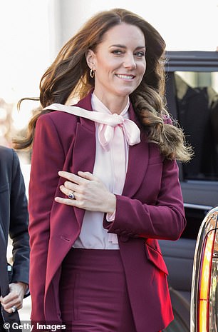 Kate wearing a similar outfit during her visit to Boston in 2022