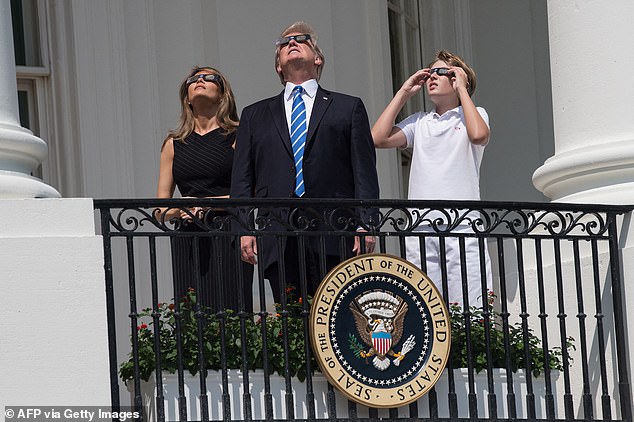 In 2017, he watched an eclipse from the Truman Balcony of the White House with former first lady Melania and their son Barron.