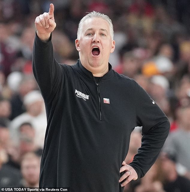 Purdue head coach Matt Painter reacts to a play in the game between NC State and Purdue.