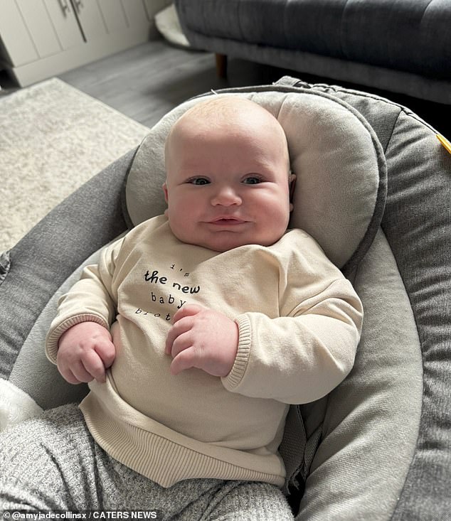 Three-month-old Albie Collins underwent an examination which revealed he had moderate hearing loss in both ears.
