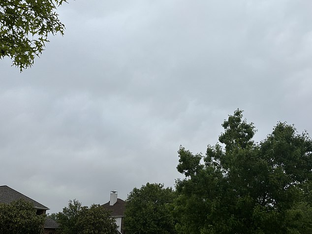 Clouds began to appear around 9 a.m. local time, as severe storms are expected Monday night in Texas.