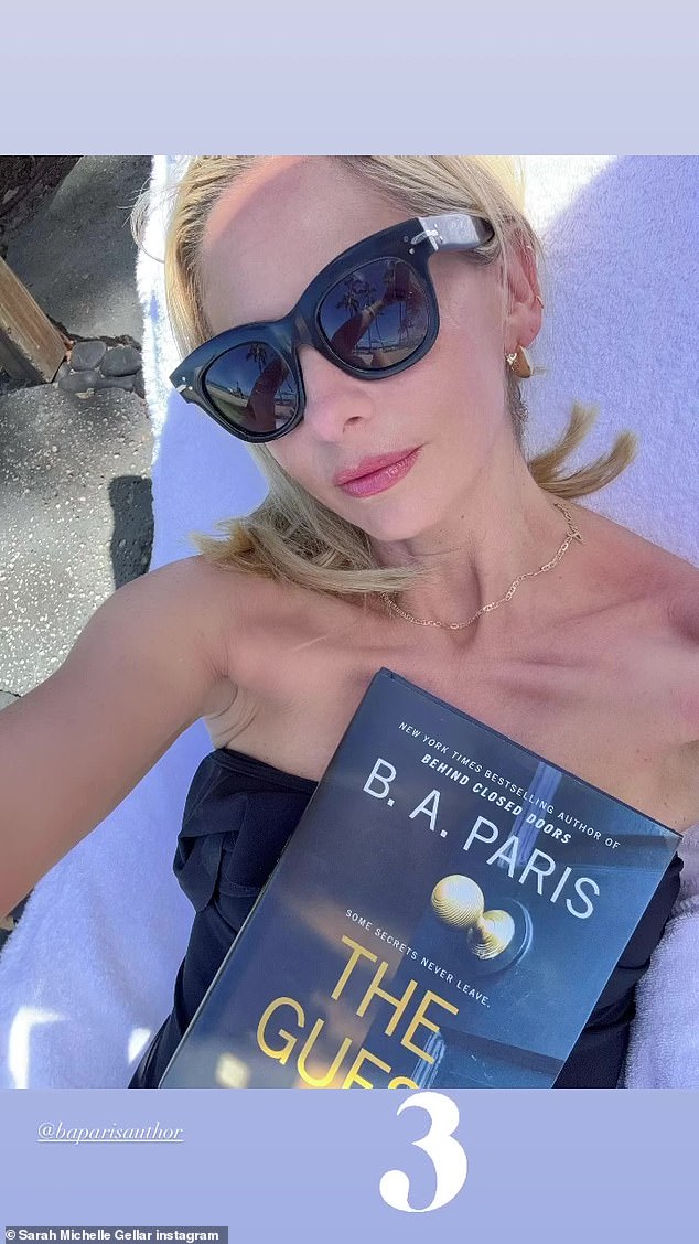 She also kept busy reading a book by BA Paris.