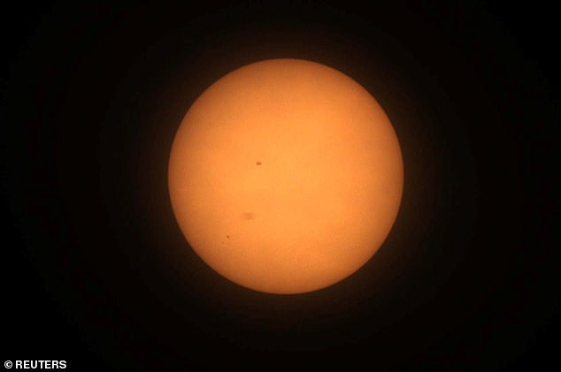 The sun is seen from Mazatlán before a total solar eclipse