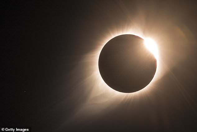 A total solar eclipse occurs when the moon and sun line up perfectly and the moon is close enough to us to cover the entire sun, from our perspective. While Texas will be the first state to see the celestial event, Oklahoma will be next around 1:45 pm CT, followed by Arkansas at 1:51 pm ET and Missouri about five minutes later.
