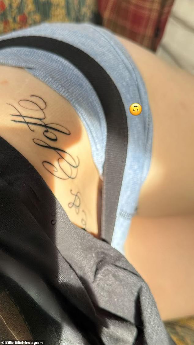 Last Thursday, Eilish posted on Instagram a snap of her 'Hard & Soft' hip tattoo, which fans now realize was the title of her album.