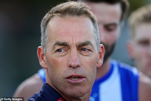 The social media star pointed to the fact that Alastair Clarkson (pictured) was fined but not banned from games after an alleged homophobic outburst in pre-season.