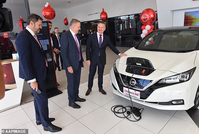 The recommendations come two weeks after the federal government first revealed its design for a fuel efficiency standard that would limit emissions from new vehicle fleets (pictured, Anthony Albanese and Chris Bowen).