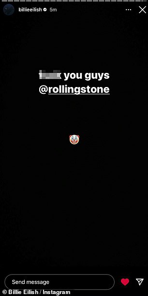 She didn't hold back and took to her Instagram Stories to send a clear message to the publication: 'Fuck @rollingstone.'