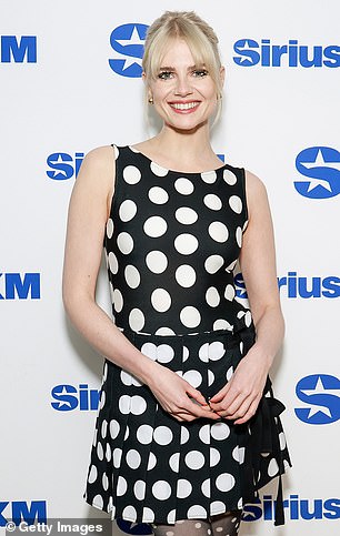 Boynton also appeared on SiriusXM wearing a sleeveless black dress with white polka dots, paired with tights with a matching print.