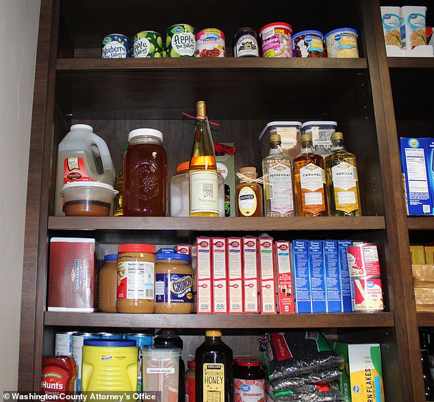 While Russell and Eve were regularly denied food, crime scene photos show a fully stocked pantry.