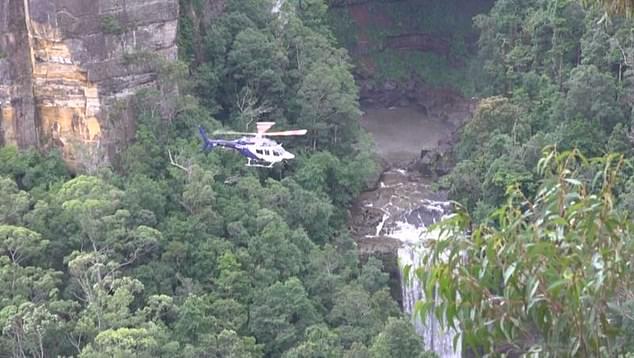 An extensive search was launched to find the missing 20-year-old and a police helicopter (pictured) was also deployed to help.
