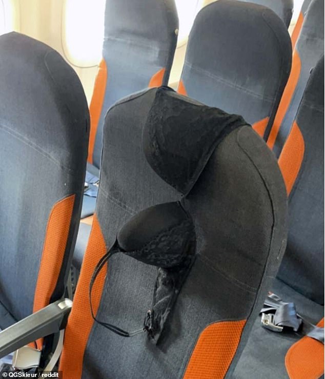 Are you getting comfortable? Another passenger on a flight in France appeared to leave her bra on the flight