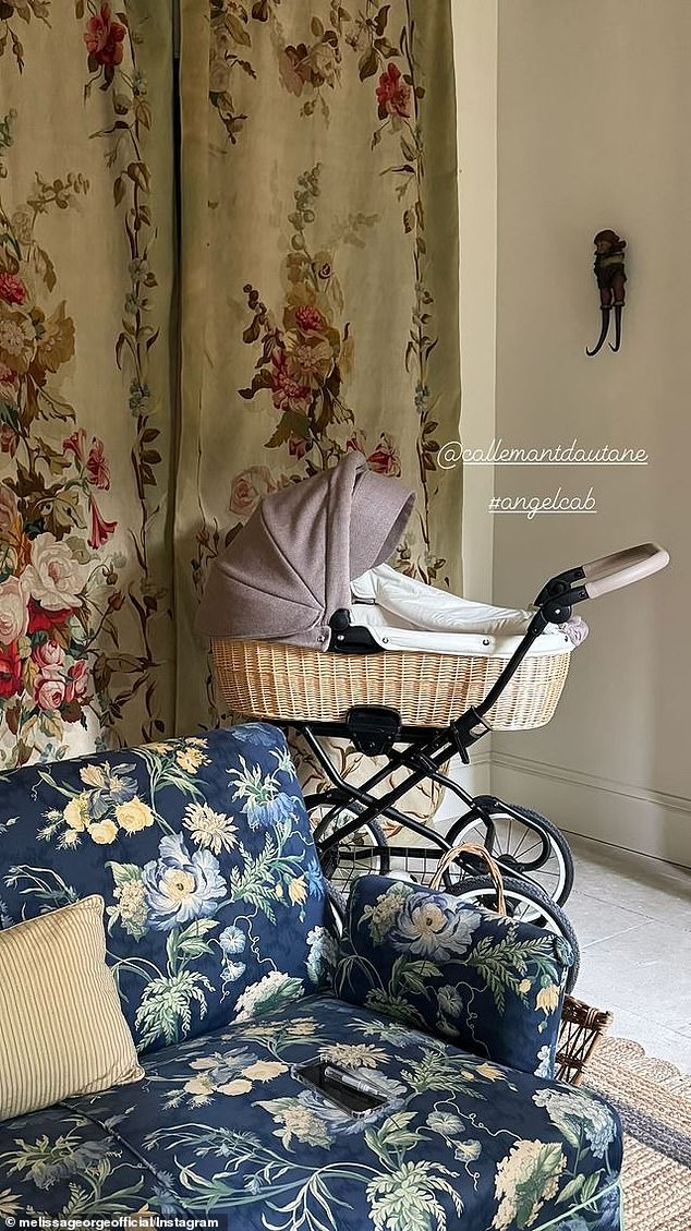 A second image showed some of the room's decor, including an old-style wicker stroller.