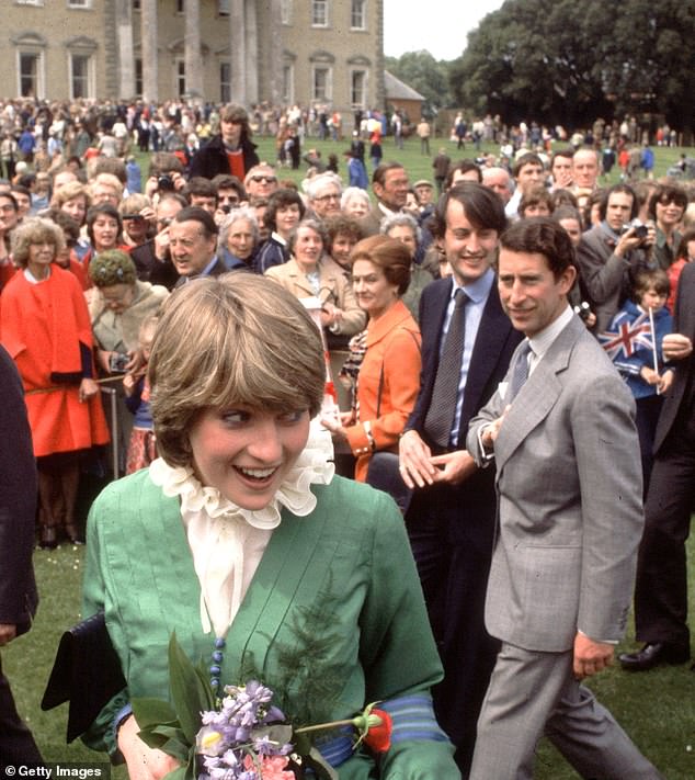 Looking delighted, Prince Charles and Lady Diana Spencer are photographed at Broadlands shortly after their engagement in March 1981.
