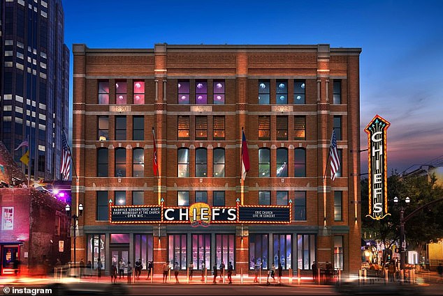 The incident occurred at Chief's On Broadway (pictured) in Nashville days after Wallen's ex-partner announced she had eloped with her husband Luke Scornavacco.