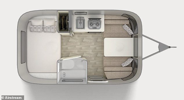The relatively small, carefully designed camper is six feet long and sleeps four people.