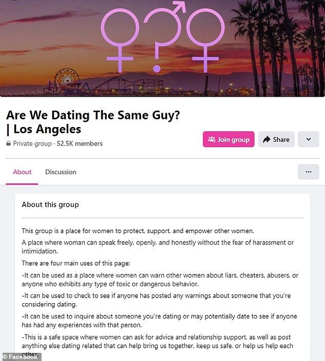The lawsuit stems from the social media group, which currently has more than 52,500 members, where daters issue warnings about potentially harmful or deceptive men.