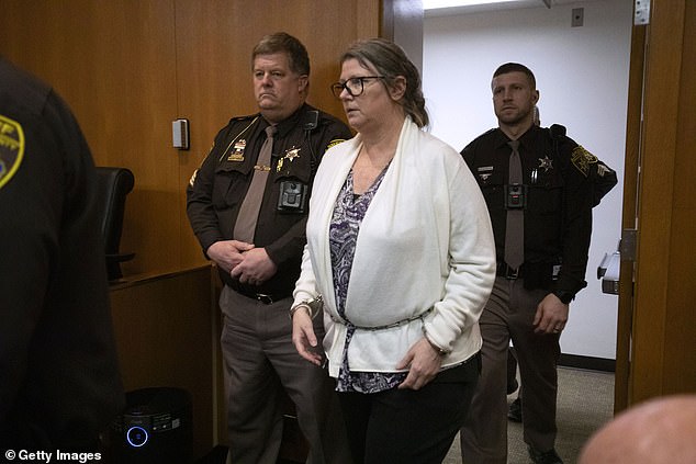 Jennifer Crumbley was seen entering court shortly before being found guilty of involuntary manslaughter on February 6, 2024.