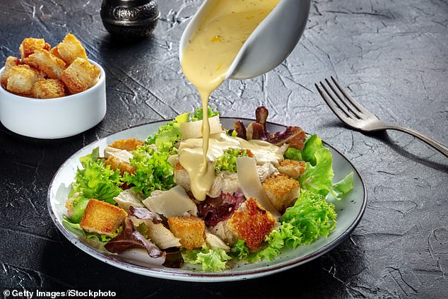 Some Caesar salad dressings are made with raw eggs, which could increase the risk of bird flu.