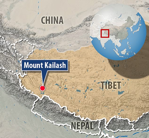 Mount Kailash rises to 22,028 feet (6,714 m) in a remote corner of southwest Tibet.