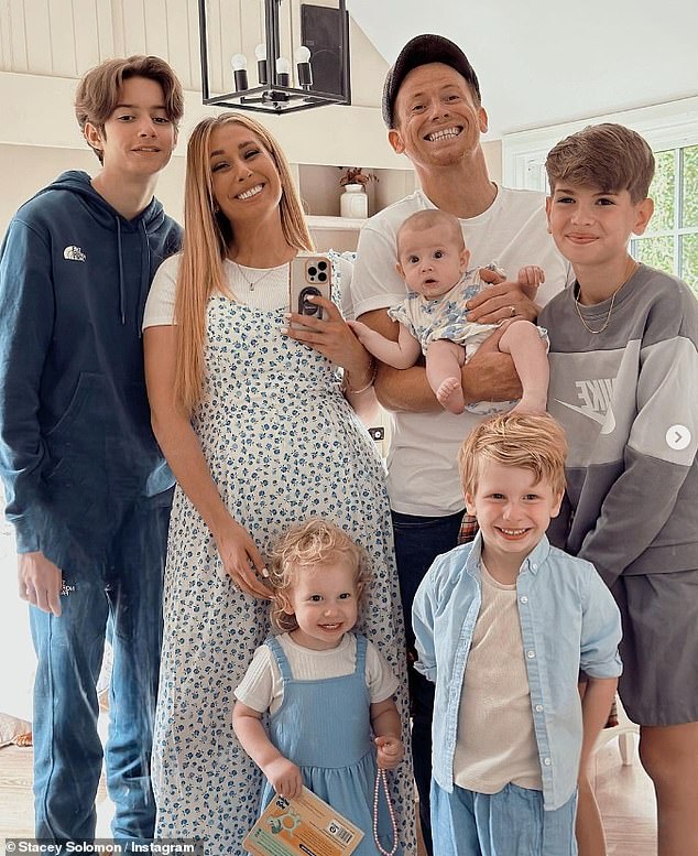 The mother-of-five shares children Rose, Rex, three with husband Joe Swash and also has two children, Zachary, 15, and Leighton, 11, with previous partners.