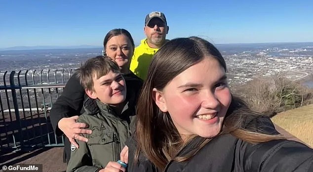 A GoFundMe page has been created for the young woman's family as they lost everything in the tragic fire. (pictured: Katelynn's mother Kristy Rollins, her stepfather Kevin Rollins and her brother)