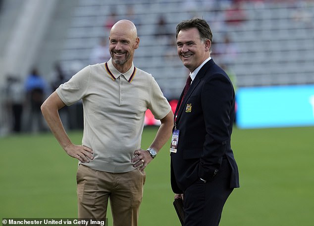 Murtough, who was instrumental in bringing Erik ten Hag (left) to Old Trafford, will leave United as a figurehead of the club's demise, having joined in 2013.