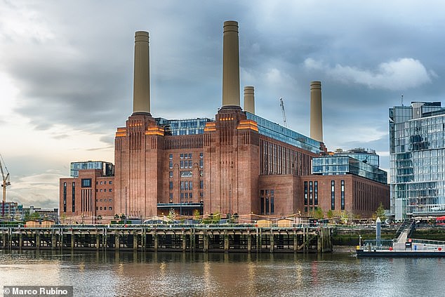 Battersea Power Station is pictured following its recent £9 billion refurbishment.  The iconic building was decommissioned in 1983