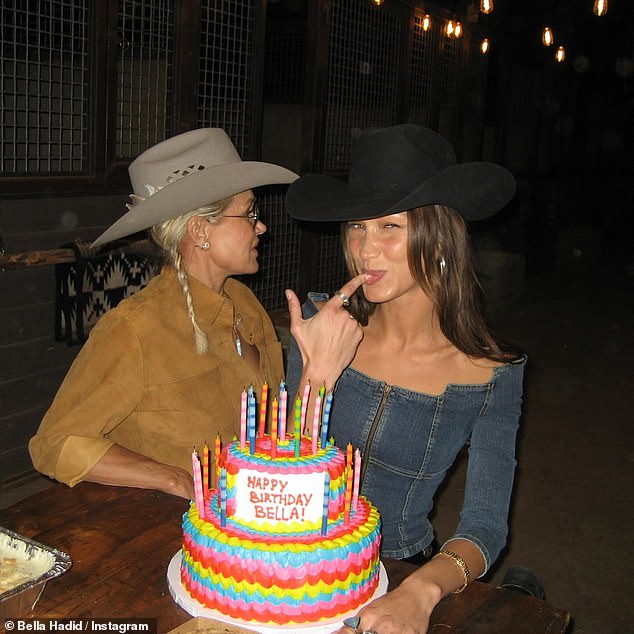Bella is seen here on her birthday in October with her mother Yolanda Hadid