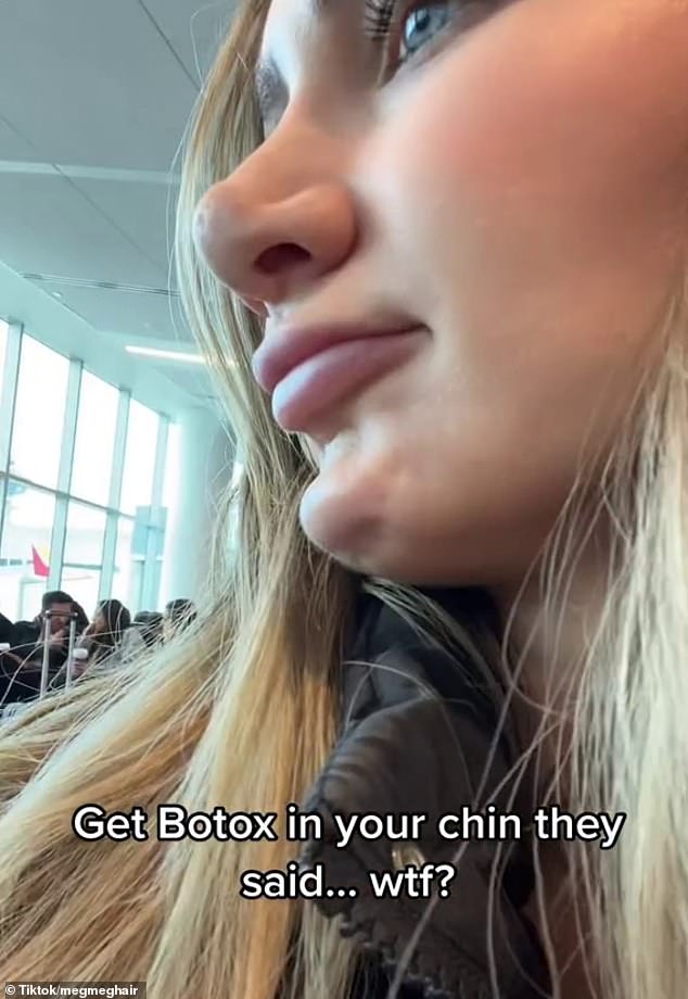 Megan Carlisle, 35, posted a video on TikTok showing the results of Botox which left her chin 'messy' with strange swelling and a lumpy appearance.