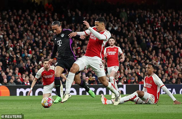 Arsenal defender William Saliba awarded the penalty after bringing down Leroy Sané in the area