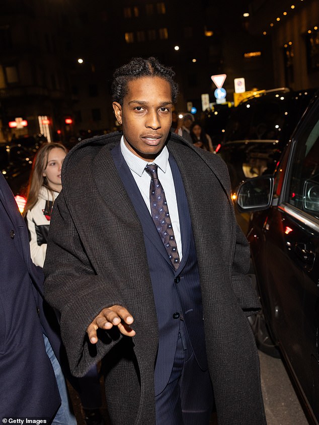 In his verses, the New York native raps: 'Yeah, I look like Thugnificent / Will someone tell the judge that I'm innocent?';  A$AP Rocky seen in February 2024