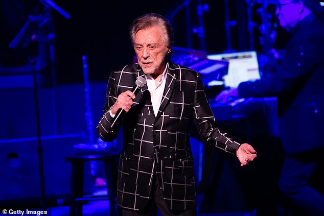 Valli is currently singing with The Four Seasons for the band's farewell tour, which ends later this year;  photographed in May 2022 in Thousand Oaks, California.