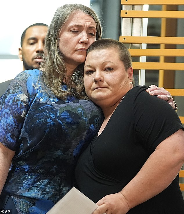 Starting in September, the three families noticed unexplained injuries on their children, including scratches, bruises, a missing tooth, a broken toe, a black eye and other deep bruises on their bodies and feet, their attorney said. Pictured: Brittany Yarborough (right) and Jessica (left), whose children were on Jones' bus.
