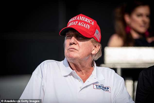 Trump was photographed during the LIV Golf Miami Tournament on April 7 in Doral, Florida.