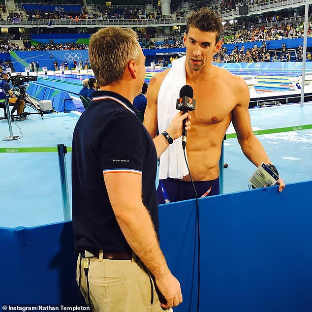 He also came into prominence when he covered swimming at the Olympics (pictured with Michael Phelps).
