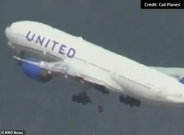 United Airlines Boeing 777 loses tire on takeoff from San Francisco, crushing cars on the ground