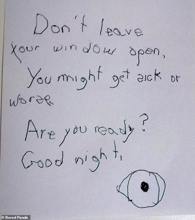 Meanwhile, this note was slipped under someone's door at night and it obviously scared them.