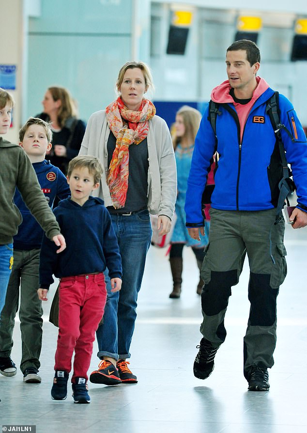 Bear, his wife and three children were seen leaving Heathrow Airport in March 2014.