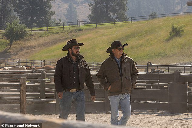 Costner pictured with Cole Hauser, who plays Rip Wheeler in Yellowstone
