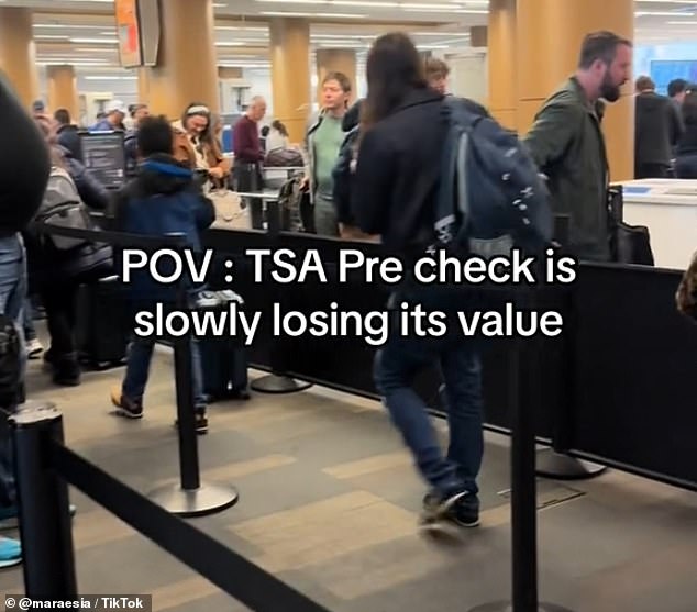 The avid traveler took to TikTok to share a grim six-second clip of the long lines for TSA PreCheck