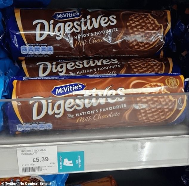 McVitie's milk chocolate digestive biscuits were on sale for a whopping £5.39 in one store