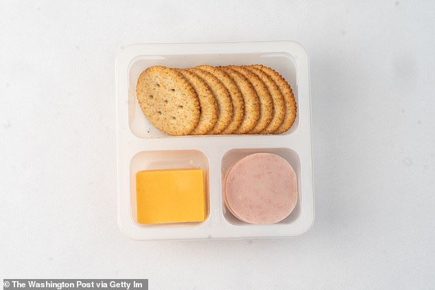 The lunchables are made by Kraft Heinz, which launched the school version of snack kits in K-12 school cafeterias across the United States last year: Lunchables Turkey and Cheddar Cracker Stackers and Lunchables Extra Cheesy Pizza.