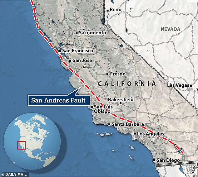 A new study determined that earthquakes occur every 22 years on the Parkfield section of the fault in central California, which runs through Eureka and ends just after Palm Springs.
