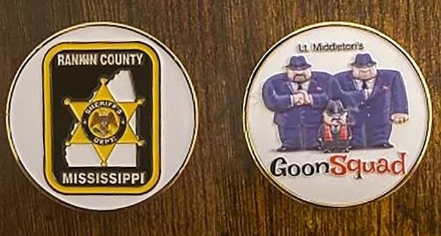 Members of the Rankin County Goon Squad of law enforcement officers carried a coin to show they were part of the sick group. In the photo: Lieutenant Middleton's coin.