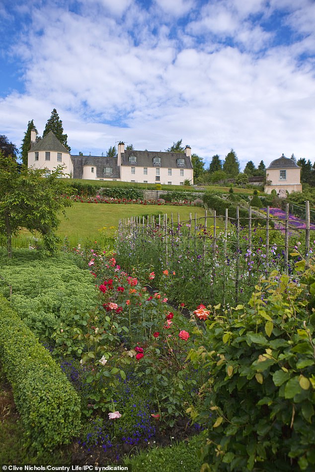 Looking towards the house dating from 1715, across Birkhall Garden, on the Balmoral Estate in Aberdeenshire