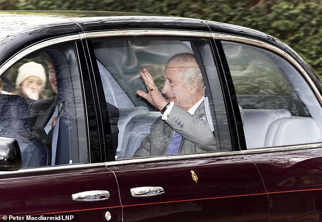 King Charles III was seen greeting royal fans as he left Clarence House in London early Wednesday.