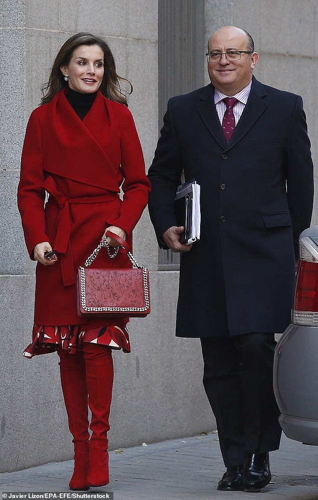 María will take over from General José Manuel Zuleta, Duke of Abrantes (pictured with Letizia in 2017), who has held the position for more than a decade.
