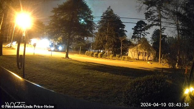 New Jersey resident Linda Price Heines uploaded home security camera footage to Facebook, showing the bright green flare lasting only a few seconds.