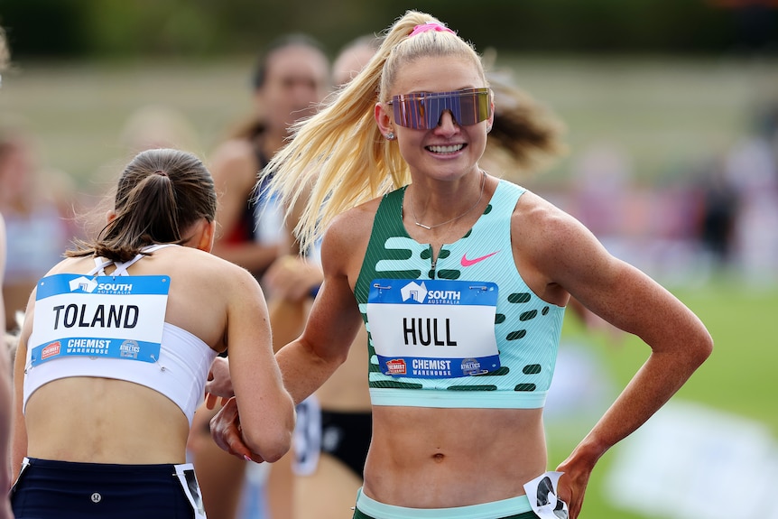 Jessica Hull smiles after a race